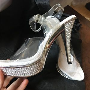 Shoe Fairy Official silver and rhinestone heels